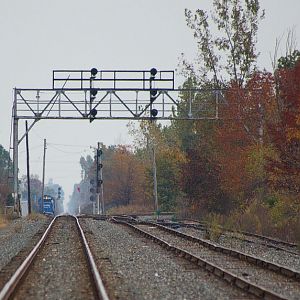 Conrail waiting for CSX to pass at Ridgeway Ohio