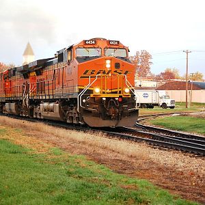 BNSF grain  train  on the CNRW