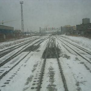 Snowy tracks near Union Stn.
