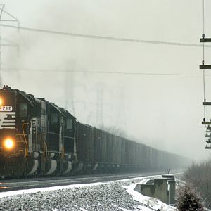 Coal in the snow.