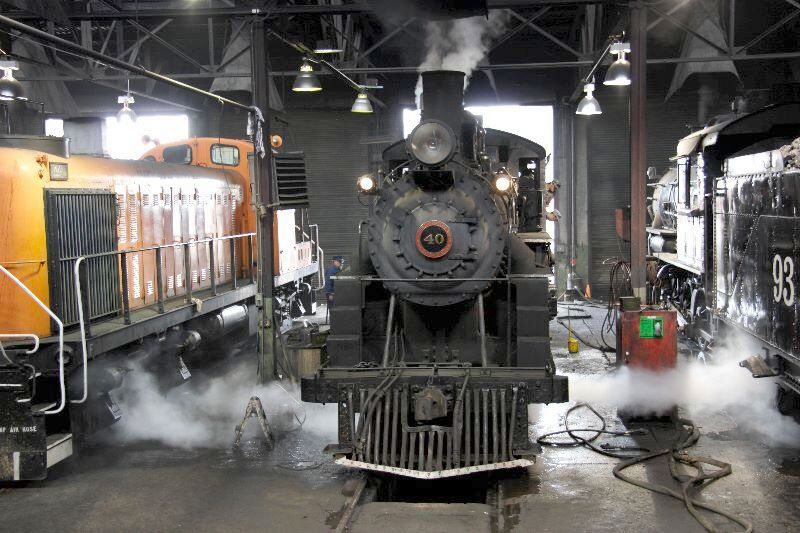 Nevada Northern's #40 backing out of the engine house