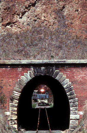 Train through tunnel