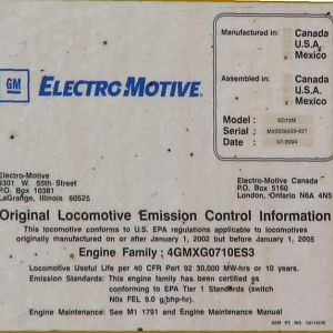 SD70M Emission Info.