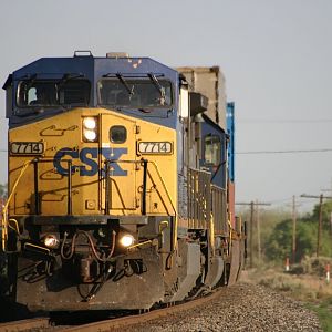CSX leading UP stack train
