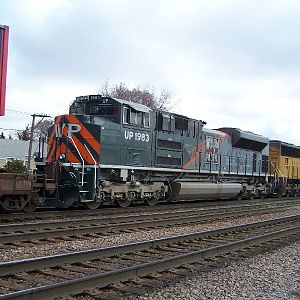 The Western Pacific heritage engine heads though Elmhurst