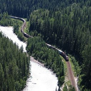 Westbound Grain train in the Kicking Horse Canyon