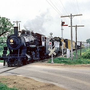 C&NW 1385 steam locomotive on ''Prosperity Special'' near Oregon, WI