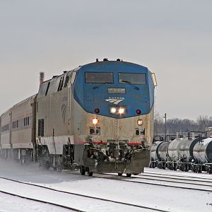 Amtrak #127 rolls through Botsford Yard Kalamazoo, MI