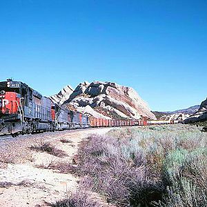 Southern Pacific on the Cutoff - Mormon Rocks