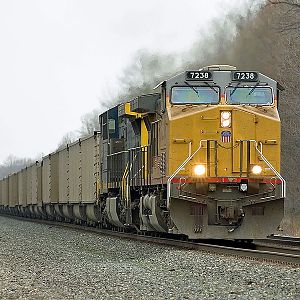 Eastbound CSX Coal train with UP Power