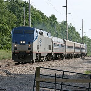 Amtrak 350 running at 90 mph heads for Dowagiac
