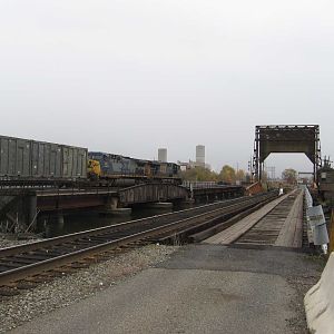 Mixed freight crosses Overpeck Creek