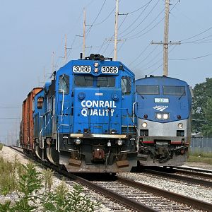B-1-G and Amtrak 353 in Dowagiac, MI