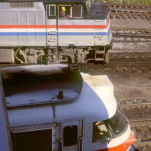Amtrak 67 and 318, Chicago, IL, Sept. 1979, photo by Chuck Zeiler