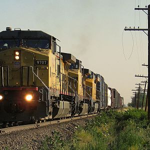UP 9707 Departing The Siding