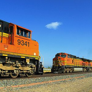 BNSF 9341 Meets A Q-Train