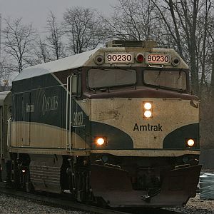 Amtrak 353 pulls into Niles depot, sorry about it being so dark very over c