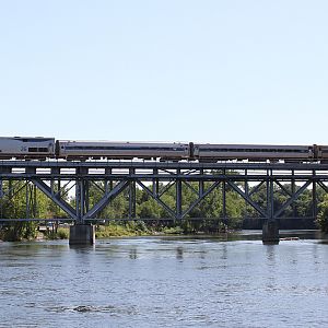 Amtrak 352 Wolverrine crossing the St. Joseph River Niles, MI