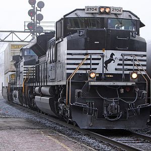 NS 2704 heads west passed the Elkhart depot