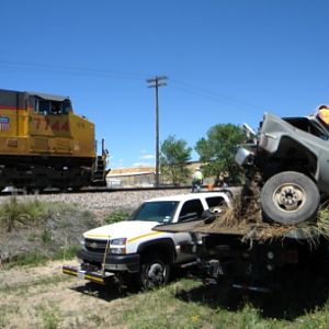 Union Pacific train hits Truck