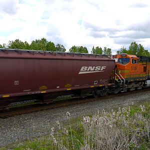 A 'Warbonnet', BNSF 629, brings up the rear!