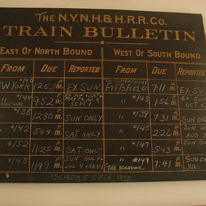 Old NH RR Bulletin Schedule Board