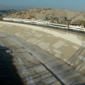 Metrolink Riverside Line Train along LA River