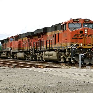 BNSF 6546 leads an Eastbound Stack train.