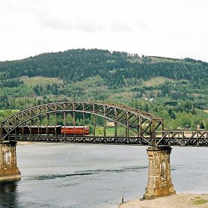 Minnesund bridge with old train
