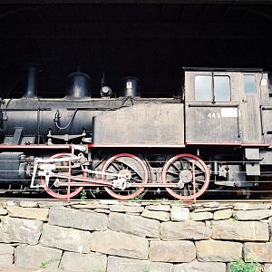 A locomotive under roof