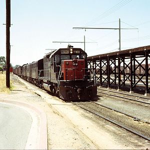 SD40 with passing train