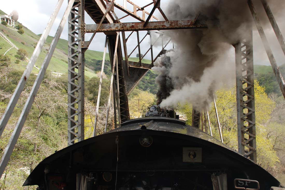 2472 making smoke across a truss bridge