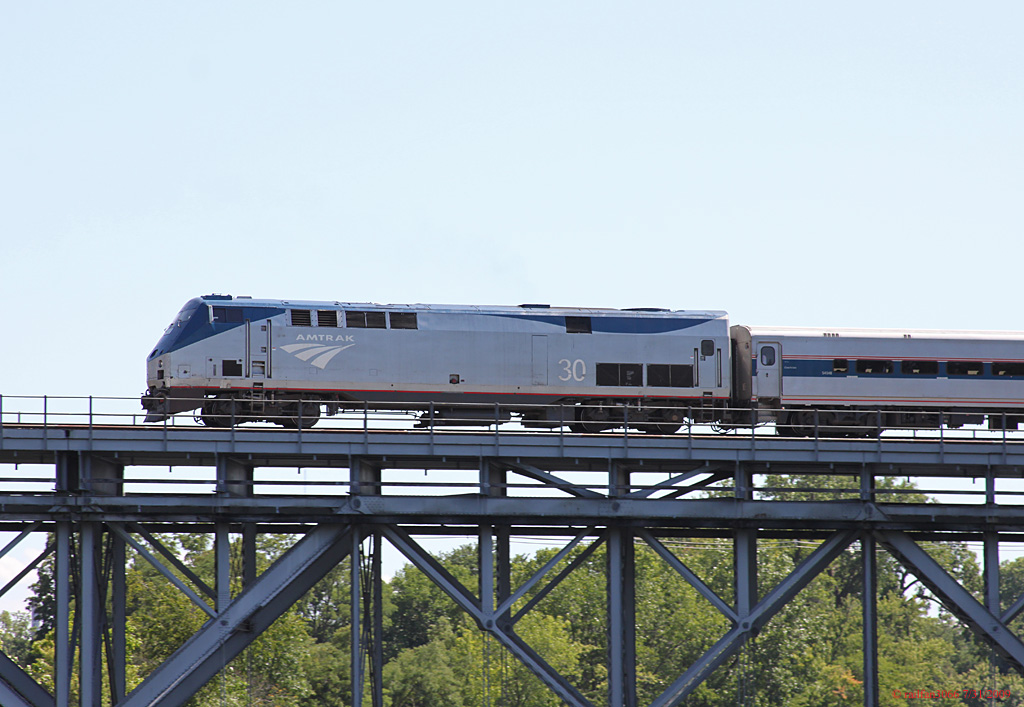 Amtrak #30 P42DC crossing the St. Joseph River Niles, MI