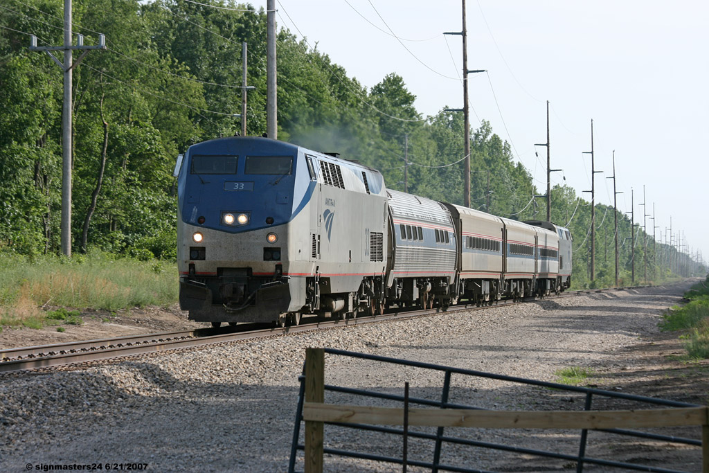 Amtrak 350 running at 90 mph heads for Dowagiac