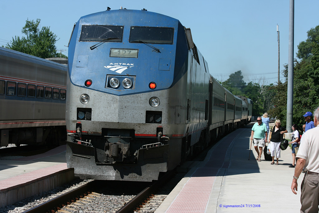 Amtrak 365 pulls out of Niles heading for Chicago
