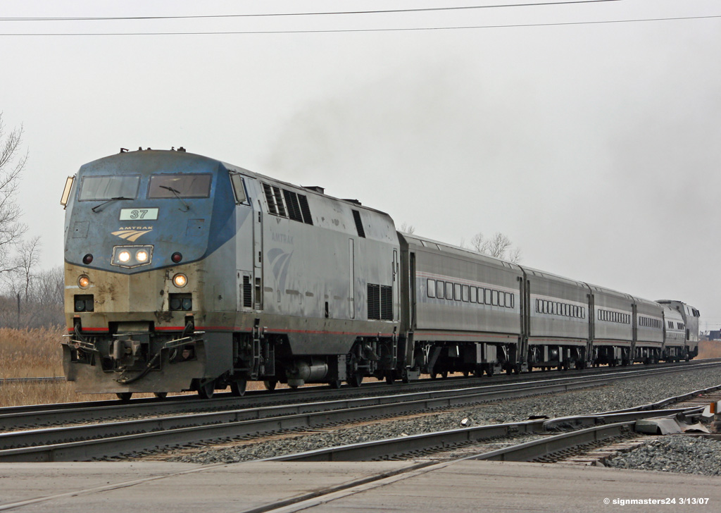 Amtrak #37 heading east through Pine Junction, IN