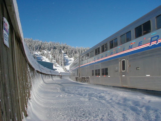 AMTRAK at Winter Park  coming out of Moffat Tunnel