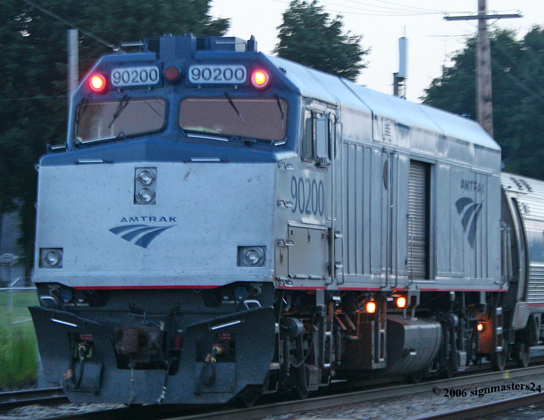 Amtrak's 90200 being draged out of Dowagiac