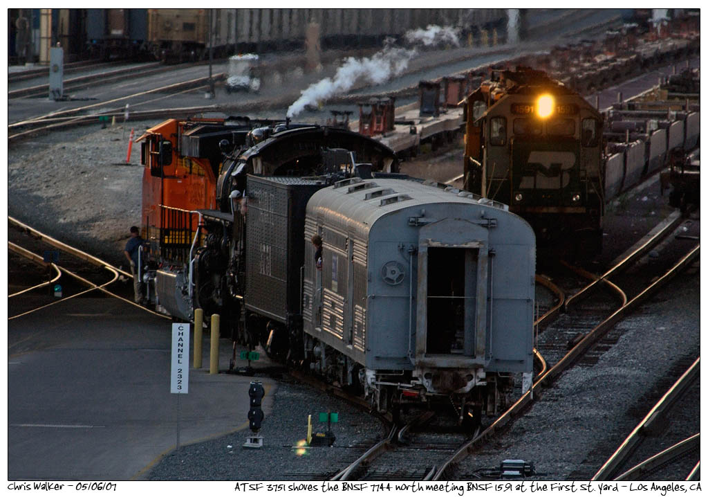 ATSF 3751 arriving Amtrak's 8th Street yard