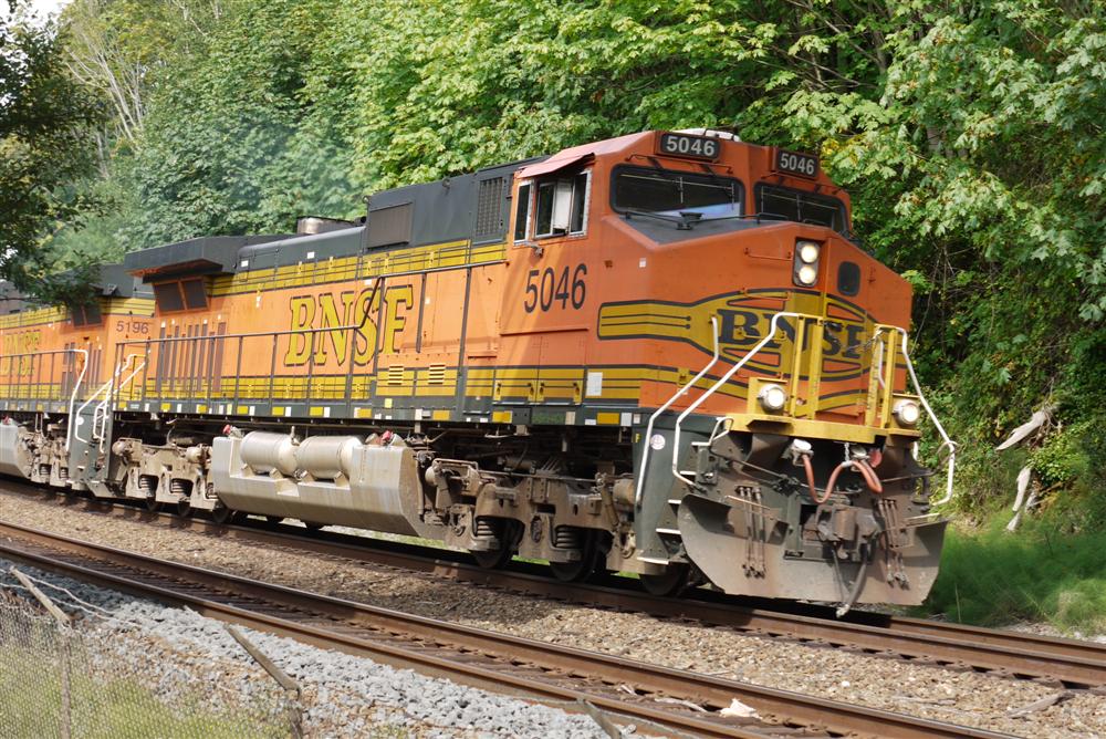 BNSF 5046 leads the rock train.