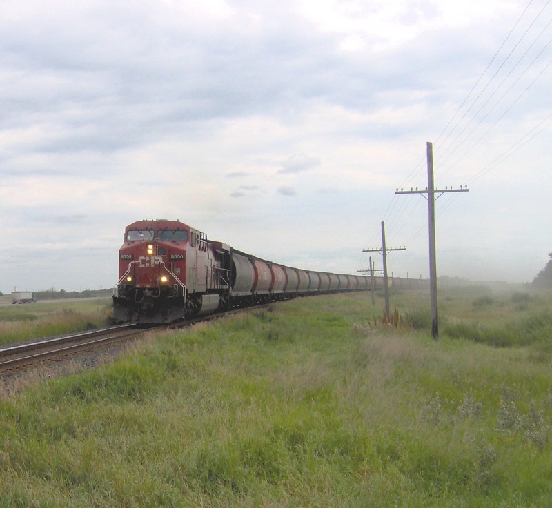 Grain train out of the dust