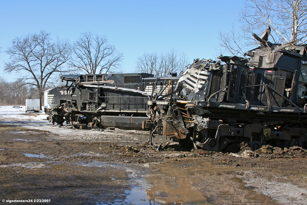 NS #9287 & #9914 waits to be removed after a collision Feb 21