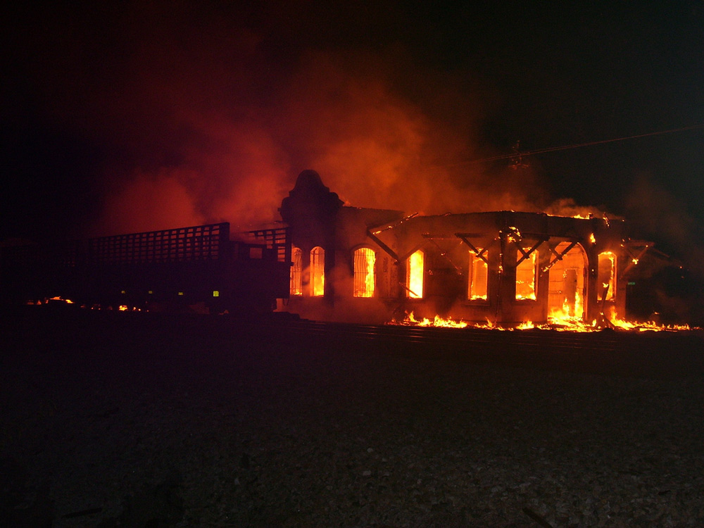 Roanoke Depot Burning