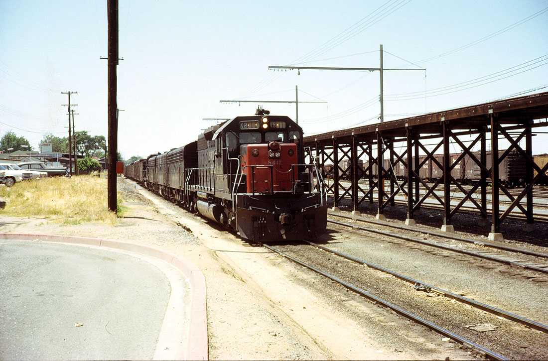 SD40 with passing train