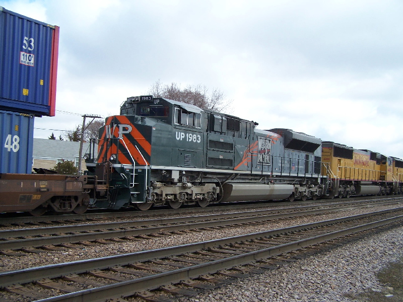 The Western Pacific heritage engine heads though Elmhurst
