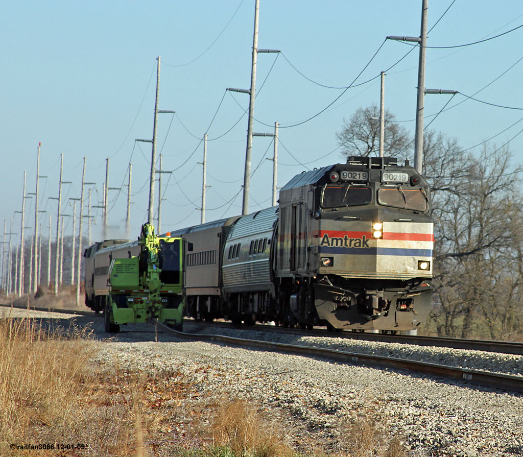 Track work stops as Amtrak 361 passes