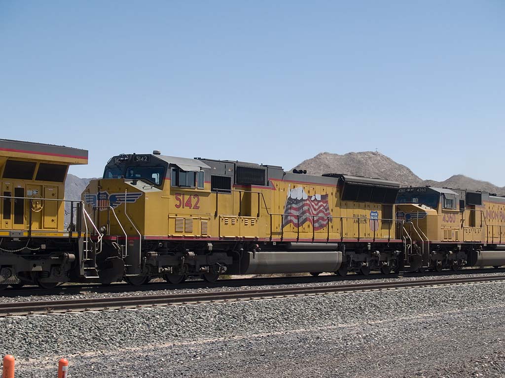 UP 5142 is #2 unit in a WB doublestack