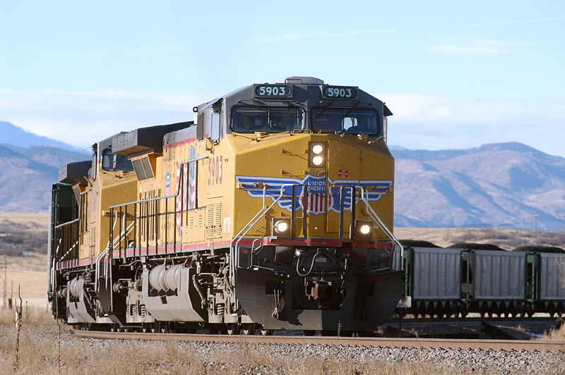 UP 5903 pulls soutbound coal load.