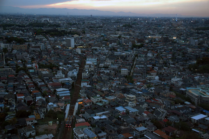 A vista of setagaya city at dusk