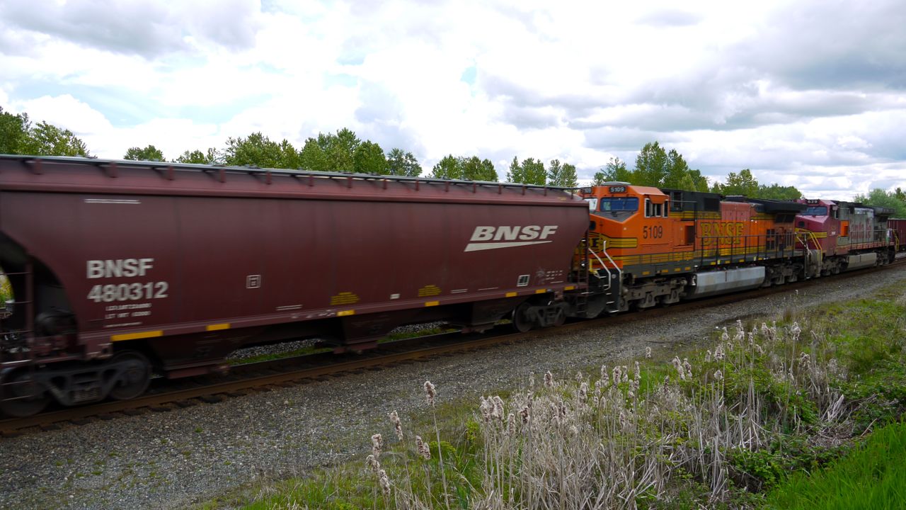 A 'Warbonnet', BNSF 629, brings up the rear!